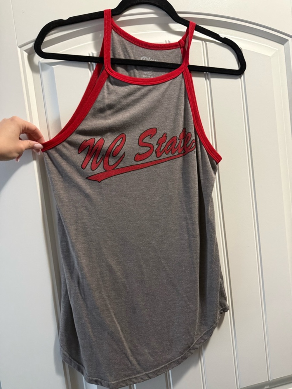 Blue 84 Gray Tank Top with Red Trim